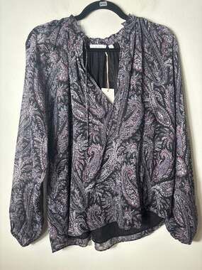NWT Little Moon Dark Multicolor Paisley Long Sleeve Shirt Sz S